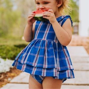 Like new! SweetHoney Classic Belle Bubble in Royal Blue Plaid